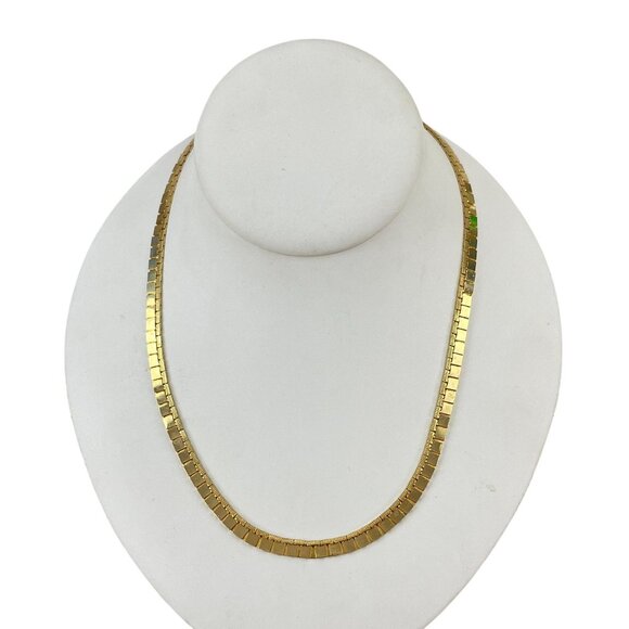 Gold-Plated Flat Herringbone Chain Necklace Layering Necklace Gift for Her - Picture 1 of 6